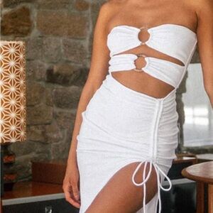 White Strapless Cut-Out Dress